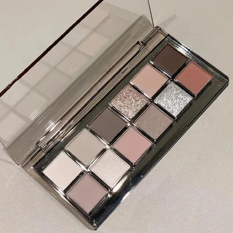 DIKALU 12-Color Eyeshadow Palette – Earth Pink Purple Shimmer Eyeshadow Palette PRIMED