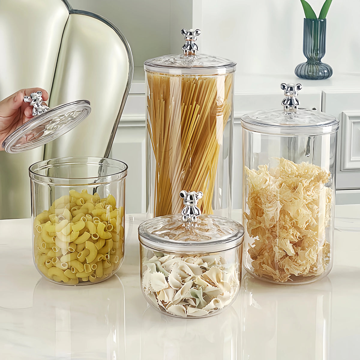 Transparent Airtight Food Storage Jars with Lids | Kitchen Canisters