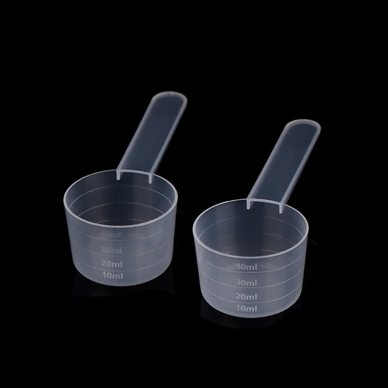 10-Pack 40ml Graduated Measuring Spoons – Flat Bottom Clear PP