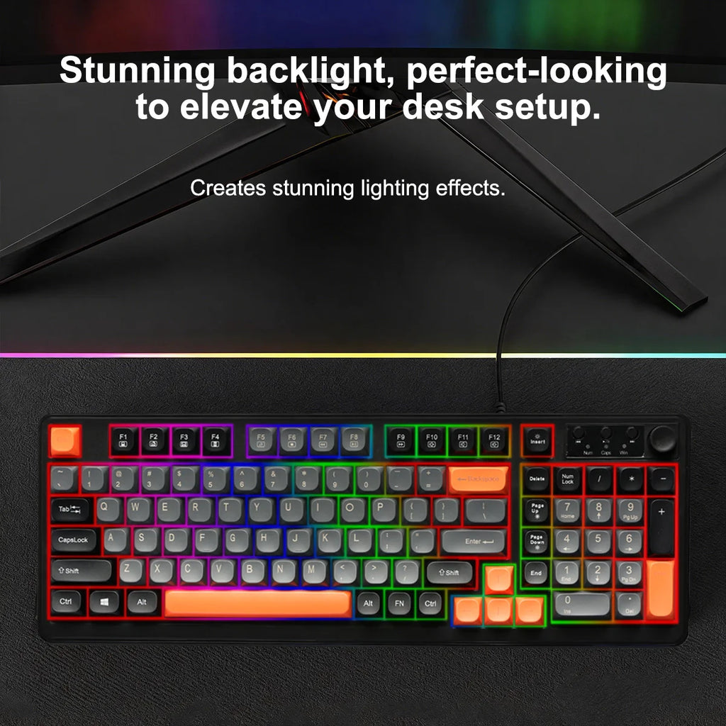 MissionFit Wired USB Keyboard with Number Pad – Slim 98-Key Wired USB Keyboard PRIMED