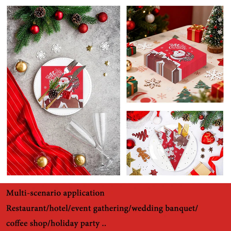 20-Pack Christmas Tree Paper Napkins 33x33cm | Party Décor Paper Party Napkins PRIMED