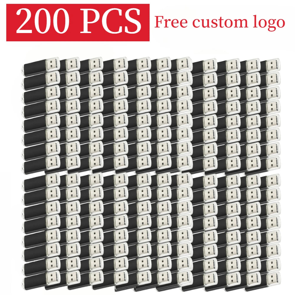 200PCS Metal USB 2.0 Flash Drives Custom Logo 2GB–64GB Bulk USB Flash Drive PRIMED