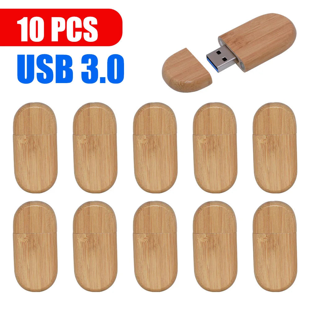 10-Pack Custom Bamboo Wood USB 3.0 Flash Drives – Free Logo USB Flash Drive PRIMED 4GB carbonized
