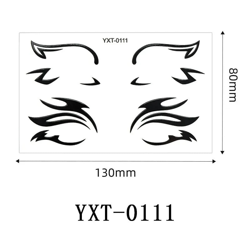 Gothic Metallic Eye Corner Temporary Tattoo Stickers | Cosplay Face Tattoo Stickers PRIMED YXT-111-1Pc