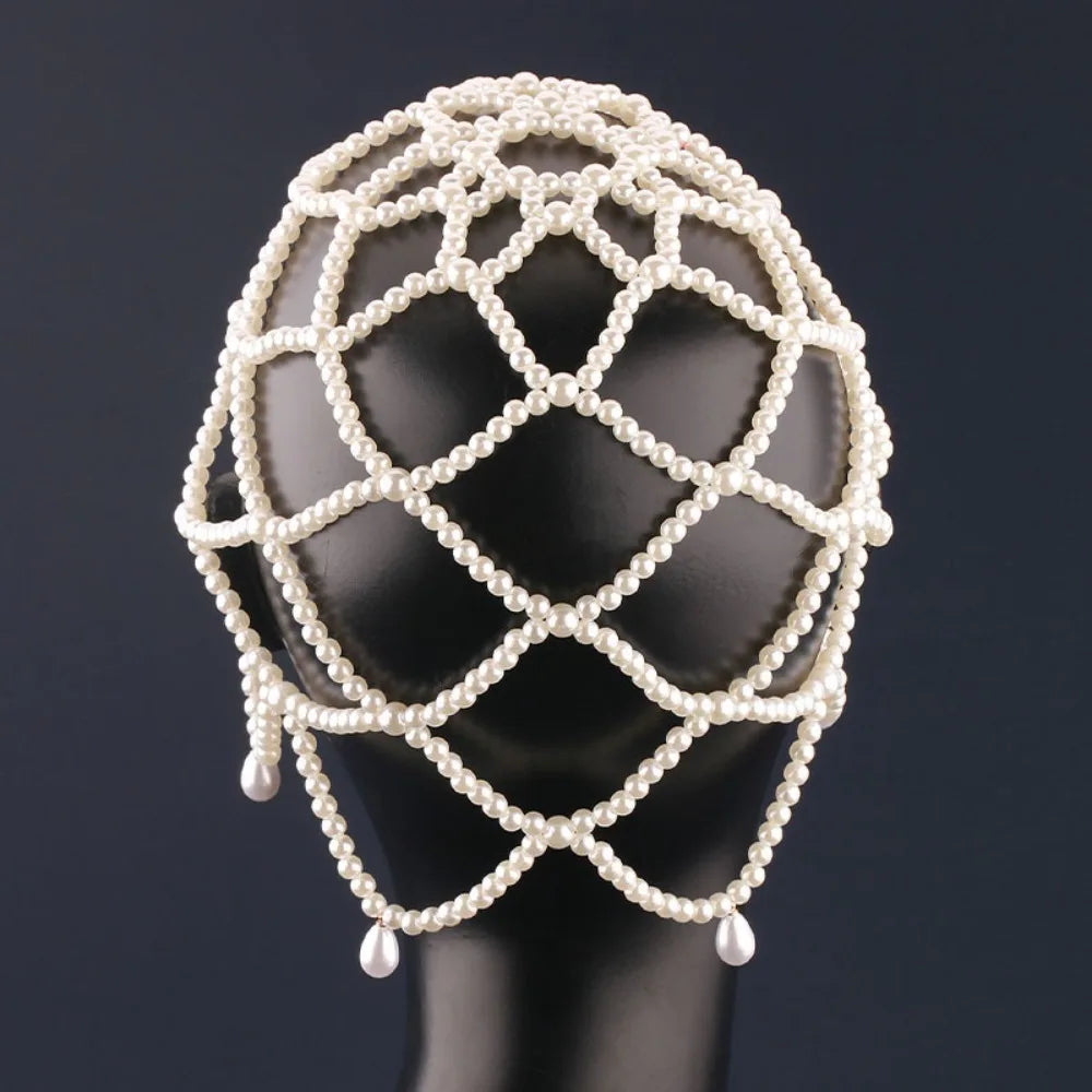 Handmade Pearl Beaded Bridal Hat | Elegant Mesh Headpiece Bridal Headpiece Hat PRIMED