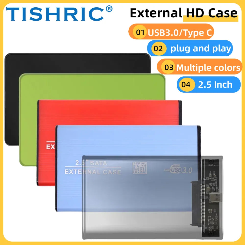 TISHRIC 2.5" SATA to USB 3.0 External Hard Drive Enclosure Hard Drive Enclosure PRIMED