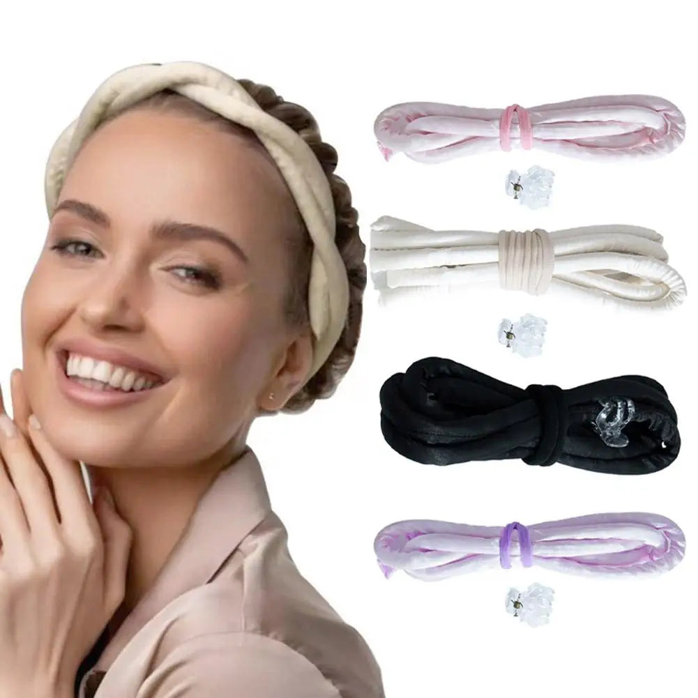 Heatless Curling Rod Headband – Silk Ribbon Hair Rollers Heatless Hair Curler PRIMED