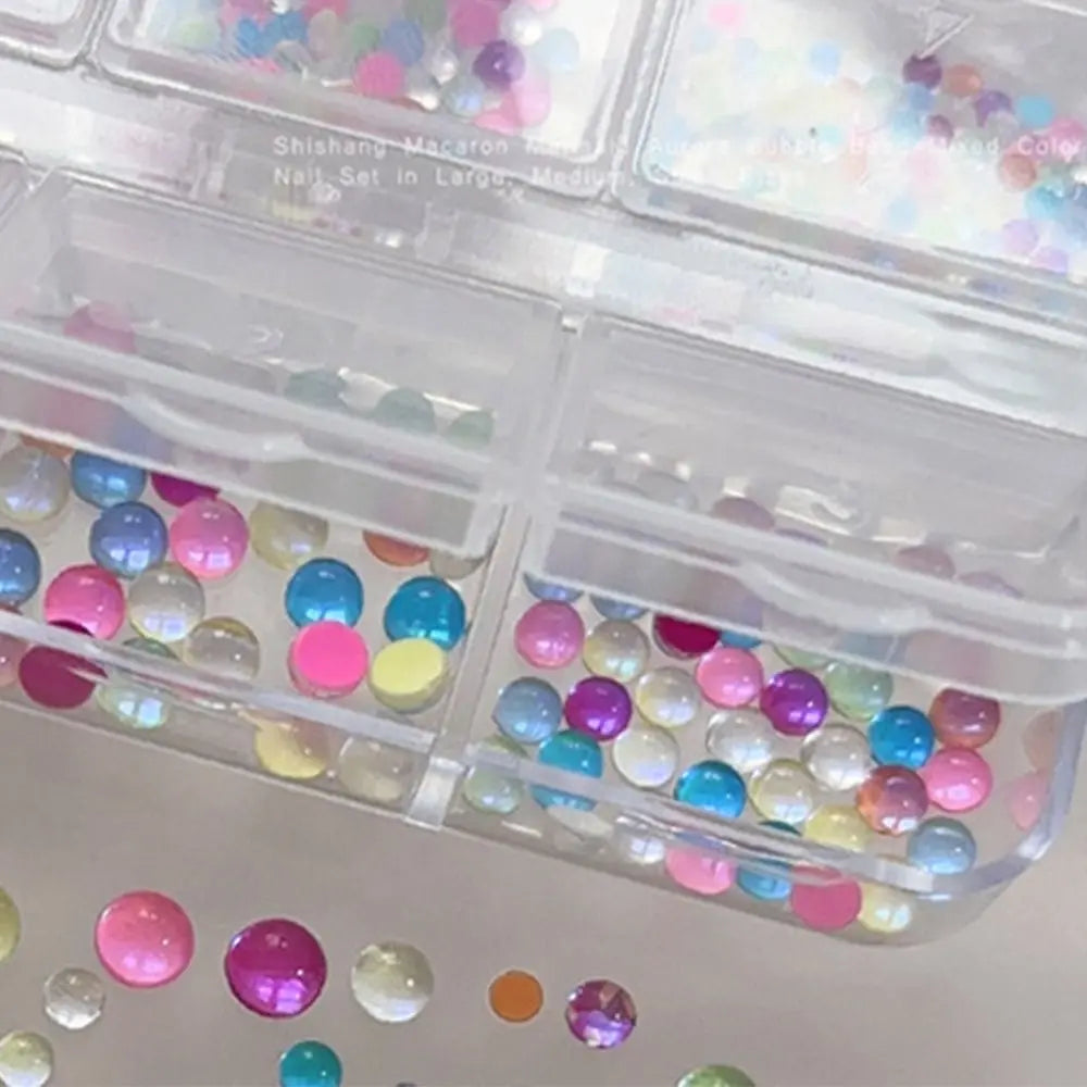 Mermaid Bubble Beads Nail Charms – Aurora Rainbow Glitter Nail Art Charms PRIMED