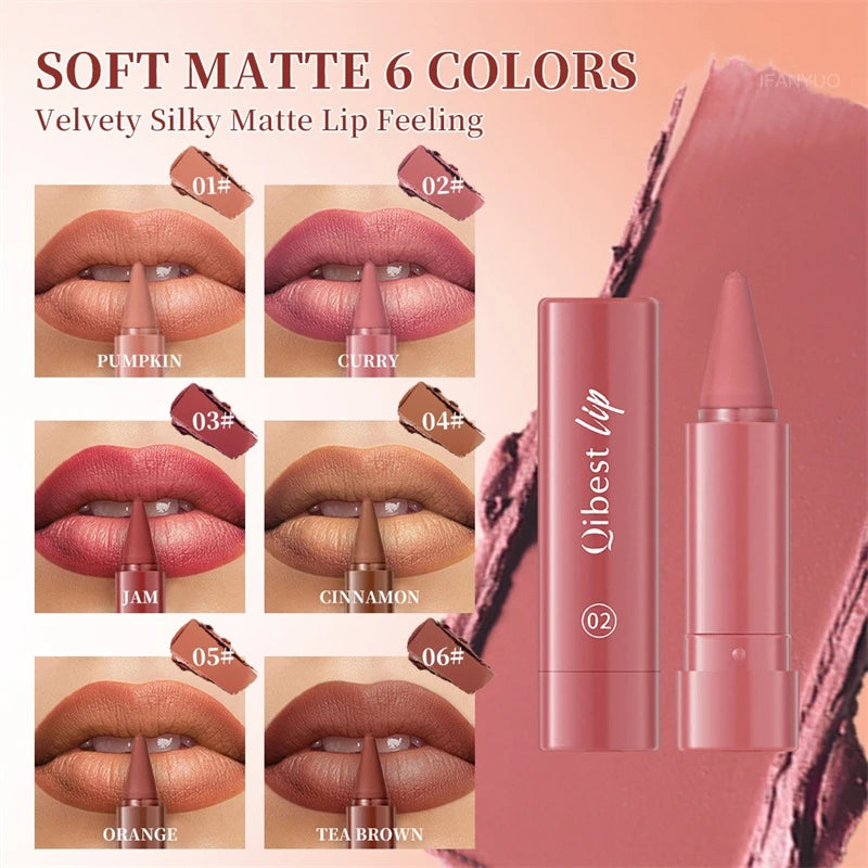 Tapered Matte Velvet Lip Liner Pencil – 6 Colors Long-Lasting Lip Liner Pencil PRIMED