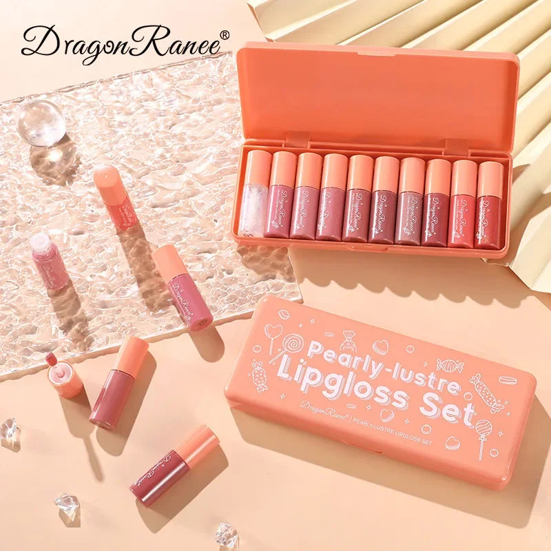 Dragon Ranee 10-Pc Pearlescent Liquid Lipstick & Lip Gloss Set Lip Gloss Set PRIMED