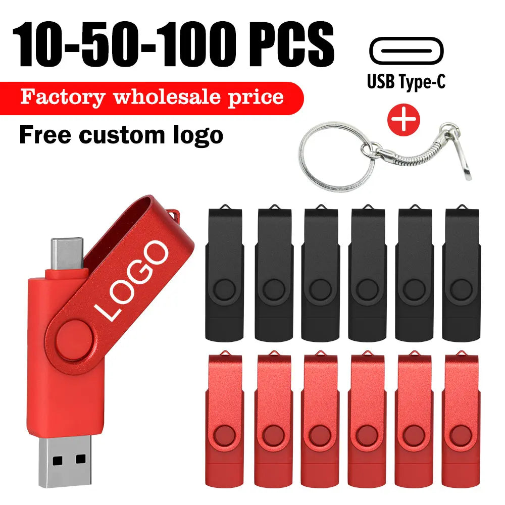2-in-1 Type-C USB 2.0 Metal Flash Drive Bulk – Custom Logo USB Flash Drive PRIMED