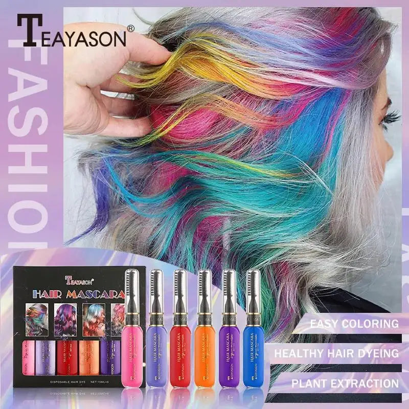 Temporary Hair Color Wax Kit – 6 Washable Shades + Brush