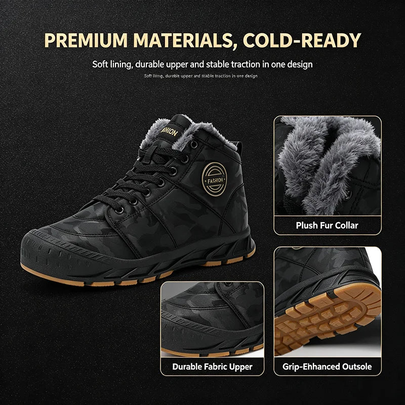 Men's Waterproof High-Top Snow Boots | Fur Lined Insulated Men's Snow Boots PRIMED