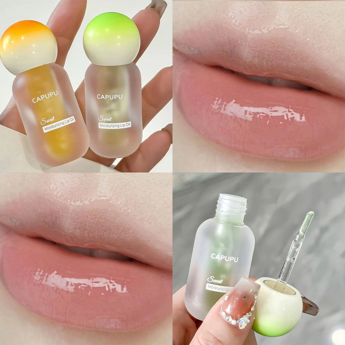 Peach Crystal Jelly Lip Oil Gloss – Hydrating & Plumping Lip Oil Gloss PRIMED 03 aloes