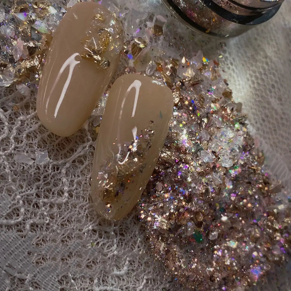 Aurora Opal Nail Glitter Flakes | Holographic Chrome Sequins Nail Art Glitter PRIMED