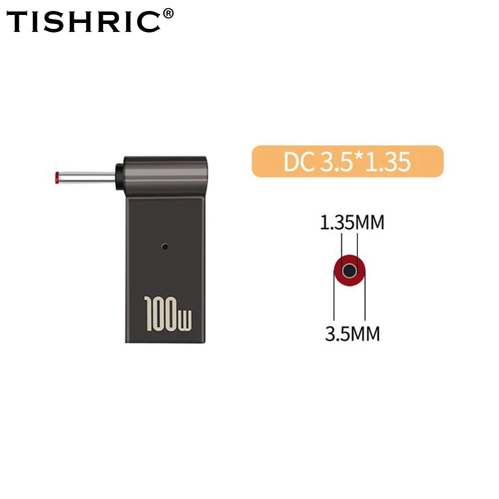 TISHRIC 100W USB-C to DC Laptop Charger Adapter | 5A Type-C Laptop Charger Adapter PRIMED 3.5x1.35mm China Mainland