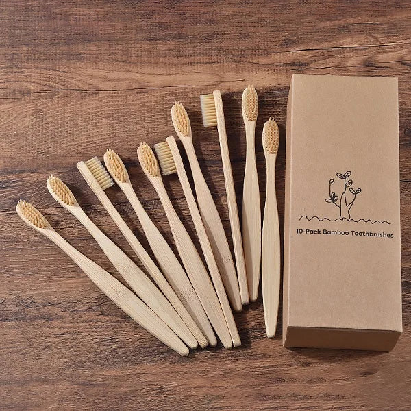 10-Pack Bamboo Toothbrush – BPA Free Soft Charcoal Bristles