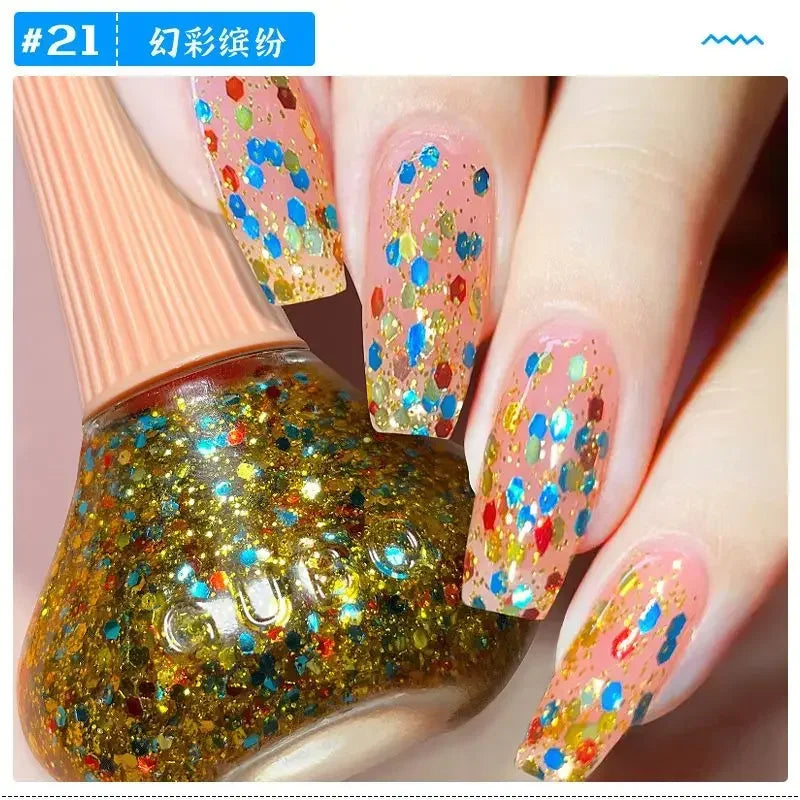 Glitter Gel Nail Polish Quick Dry Autumn Coffee Tones 12ml