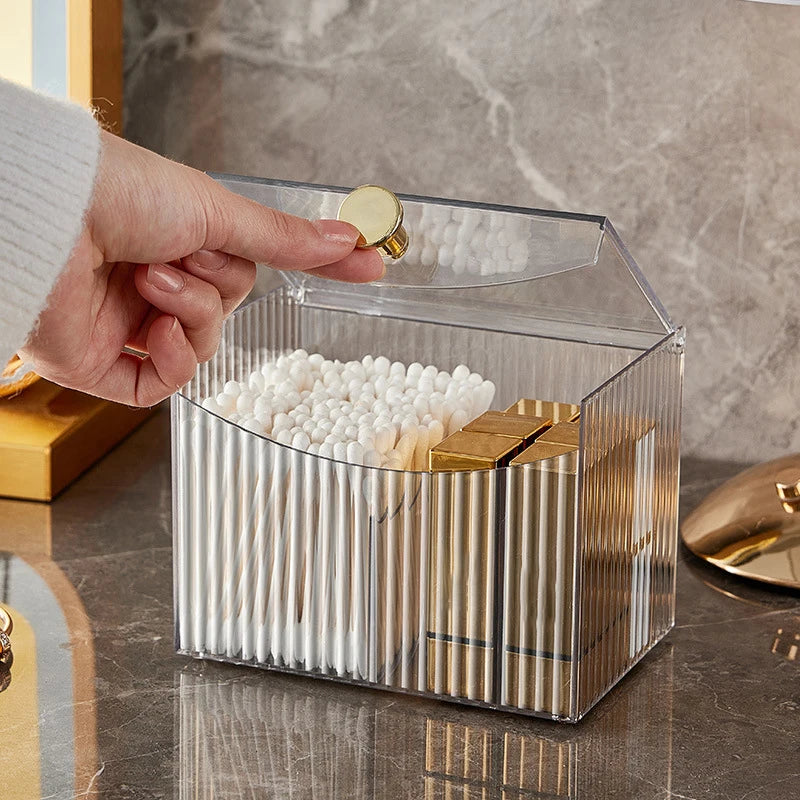 Transparent Dust-Proof Cotton Swab & Makeup Organizer Box