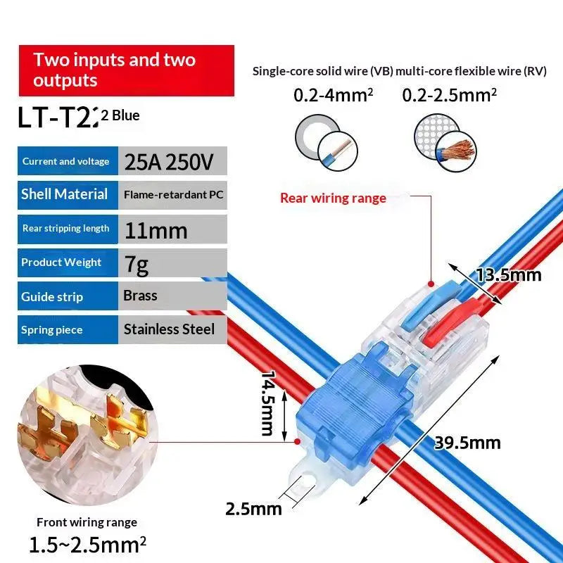 T-Type No-Strip Wire Connector | Quick Branch Terminal Block