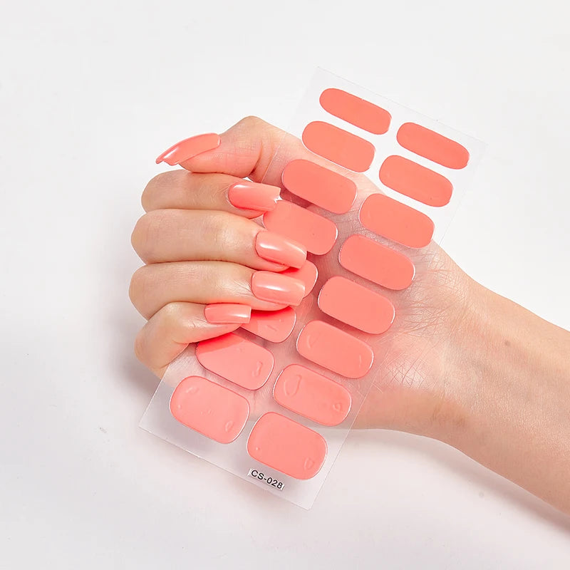 Semi-Cured Gel Nail Wraps Full Cover Stickers – 16pc Set